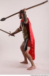 Man Adult Athletic White Fighting with spear Standing poses Army